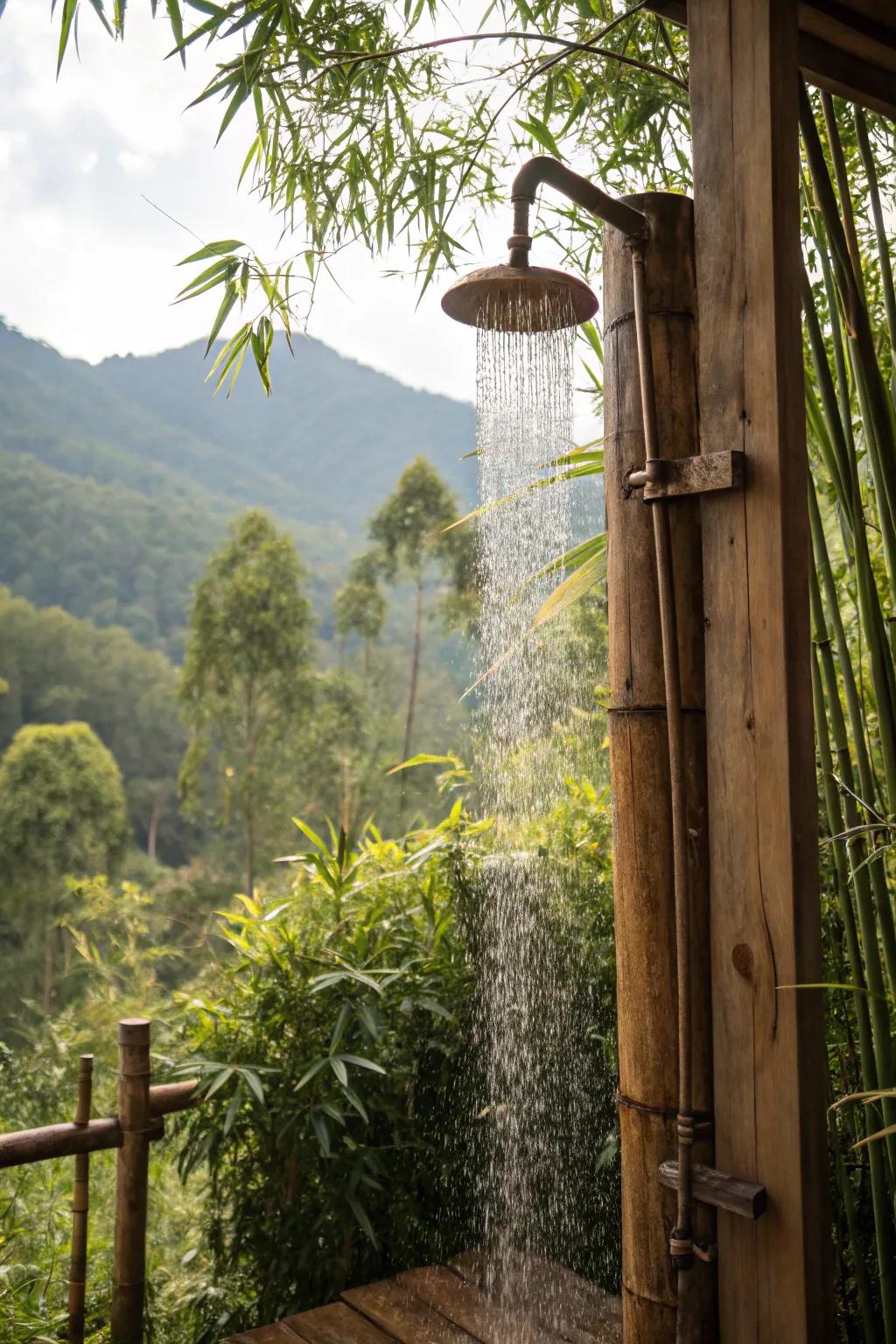 A garden wash area offers a revitalizing outdoor experience.