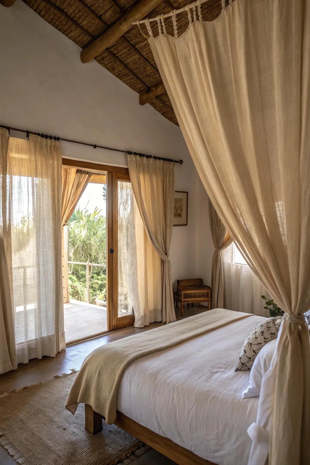 Textured fabric drapes add coziness and tactile feel to your décor.