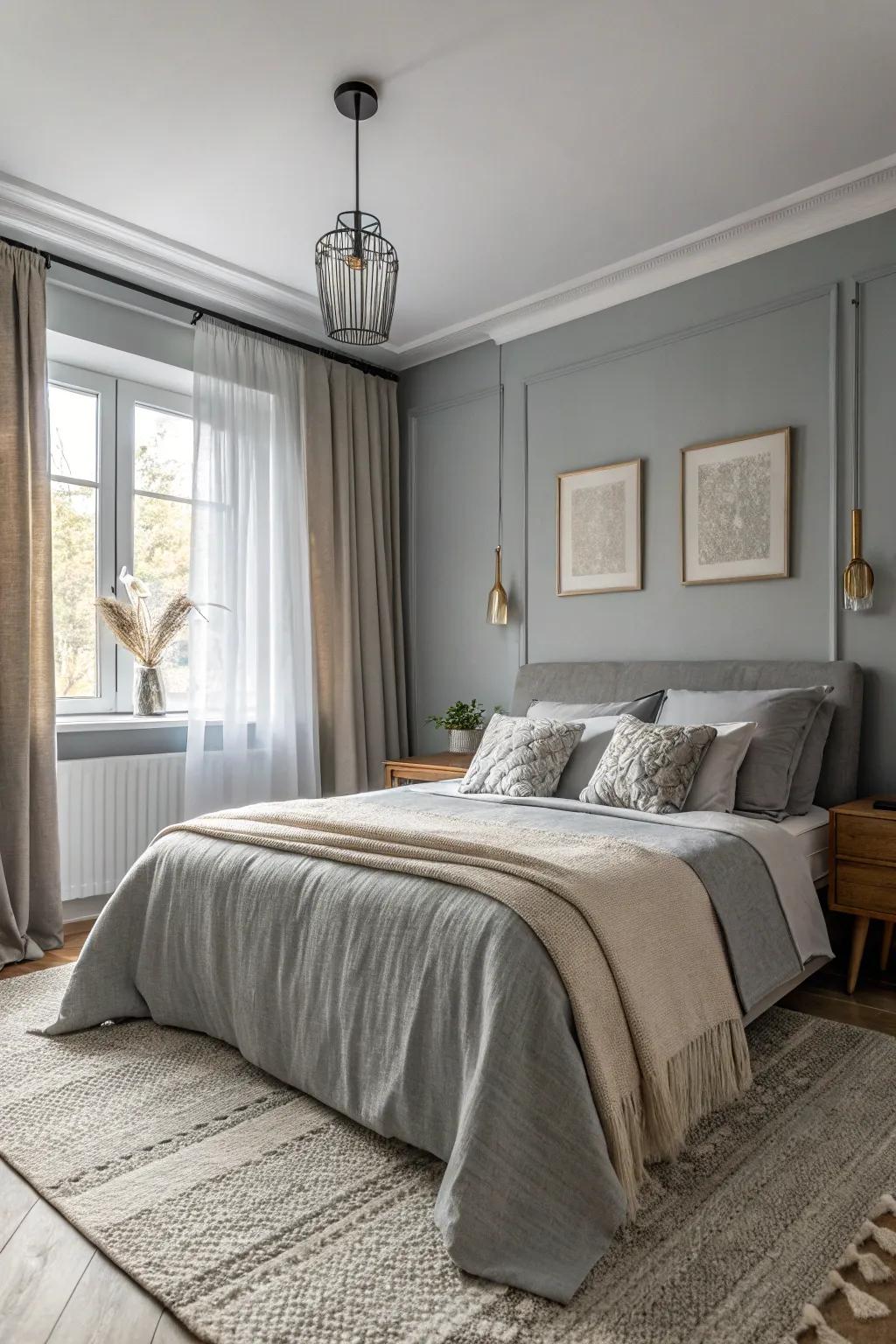 A soothing grey base for a relaxing retreat.