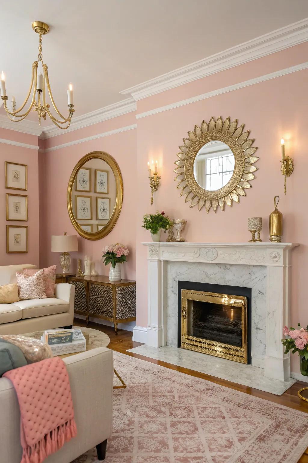 Walls in rose create a romantic and cozy environment.