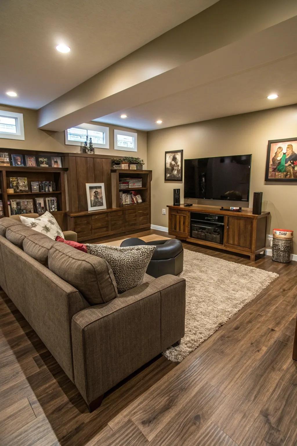 Family room featuring inventive hybrid flooring