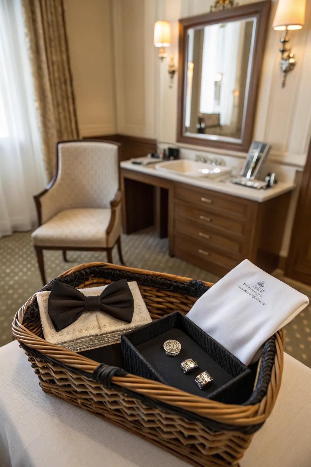 A black tie affair hamper for the stylish gentleman.