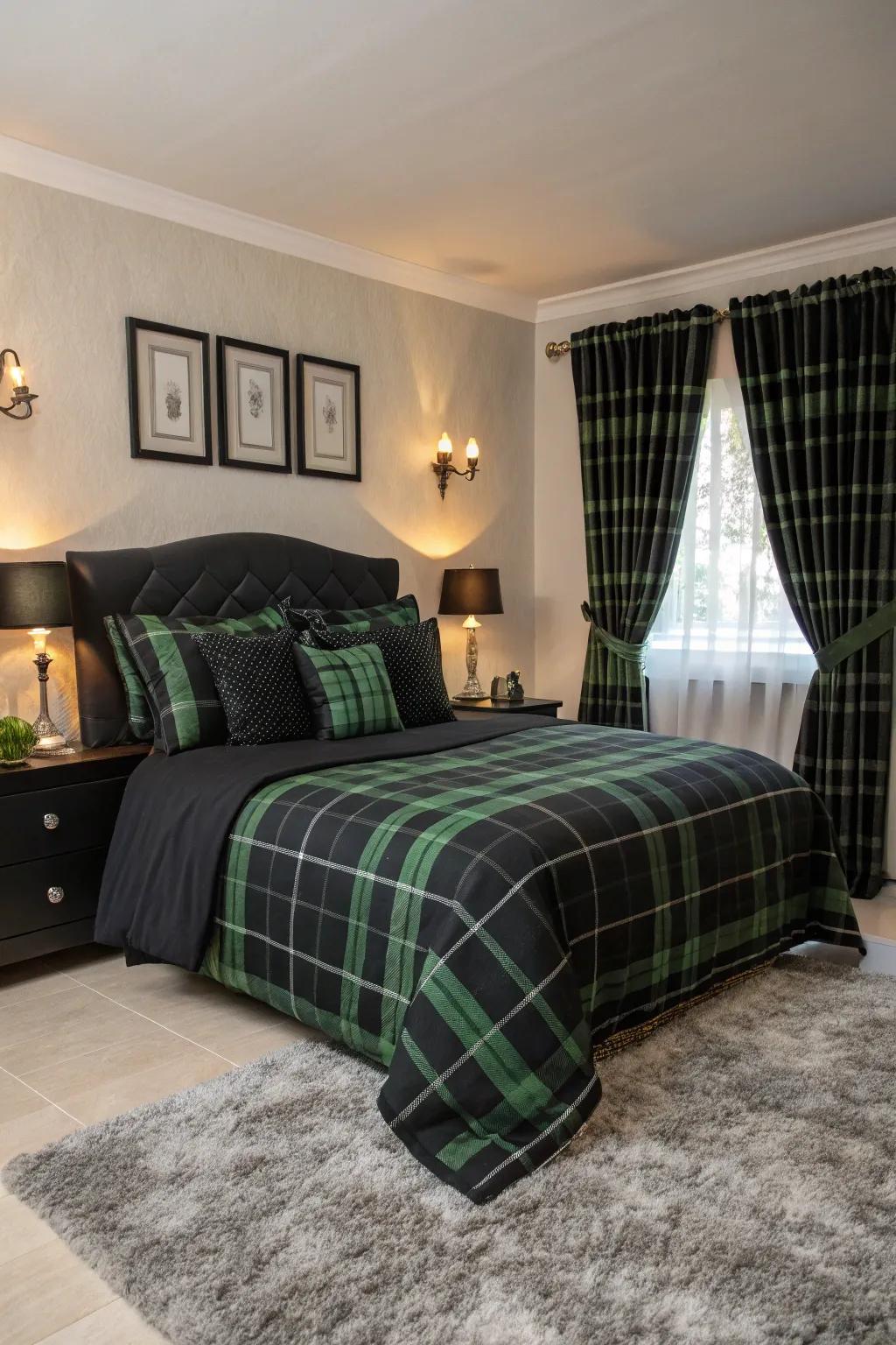 Plaid fabrics incorporating a snug, cabin-inspired touch.