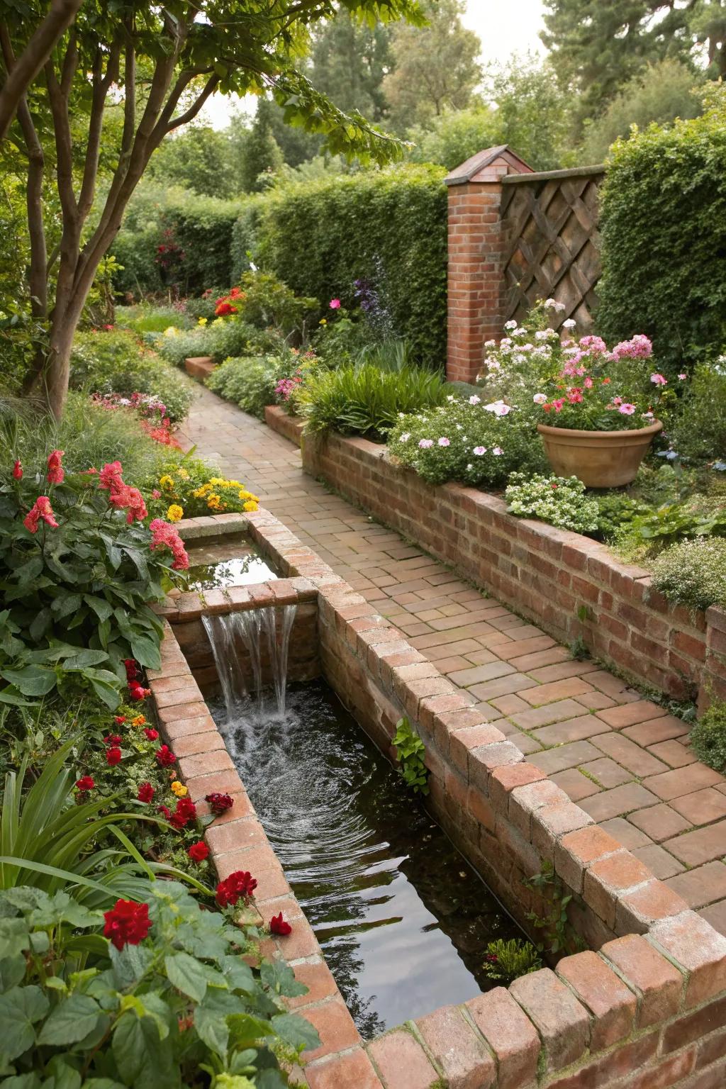 Water features impart tranquility to garden designs.