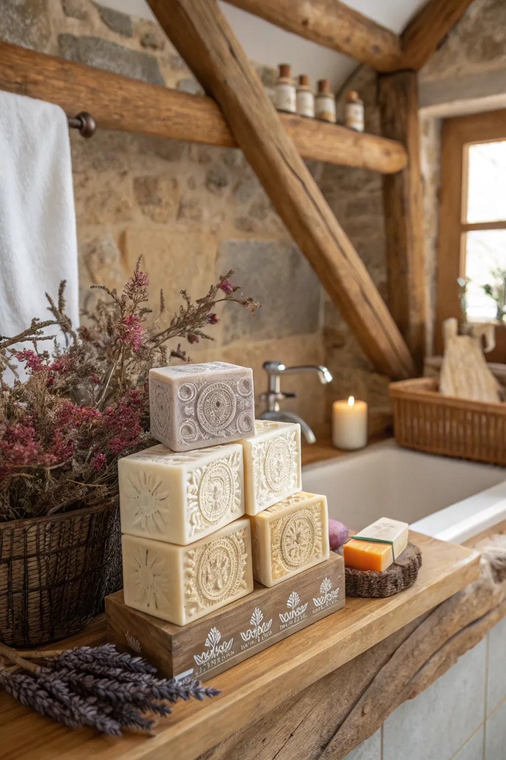 Handmade soap bars with a sense of care and luxury.