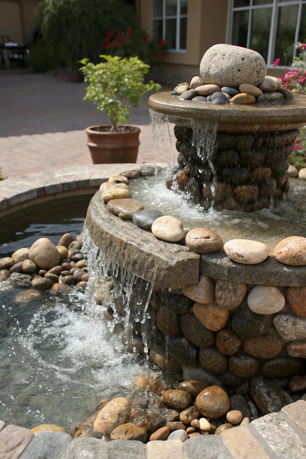 Different stones create an appealing and unique fountain.