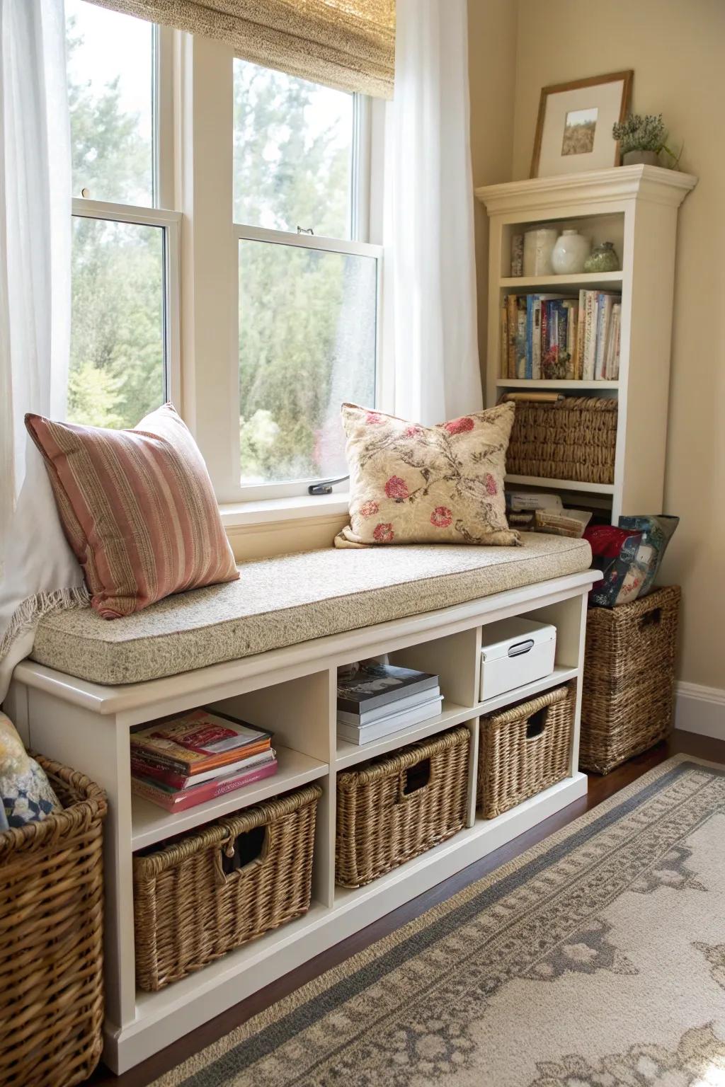 Below-bench stowage is a clever way to keep your living area organized.
