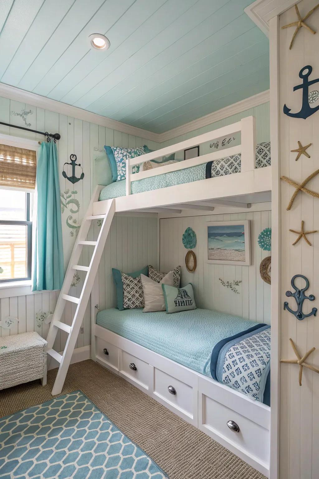 Bringing the seaside indoors through coastal shades.