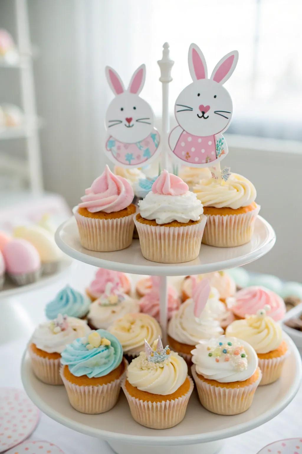 A delightful display of rabbit-inspired mini cakes adds sweetness to the event.