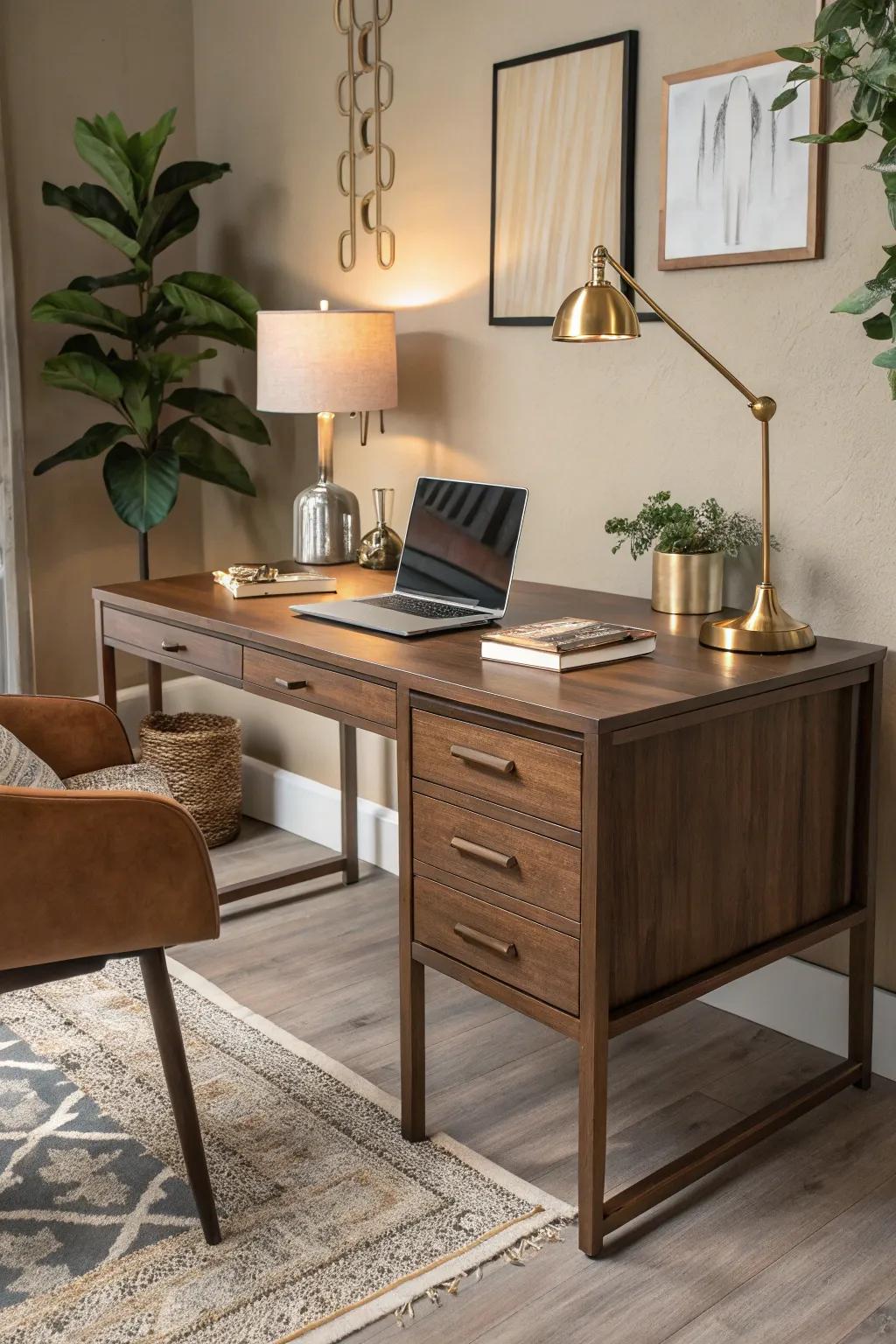 Elevate your workspace with a sophisticated and durable timber block desk that inspires productivity.