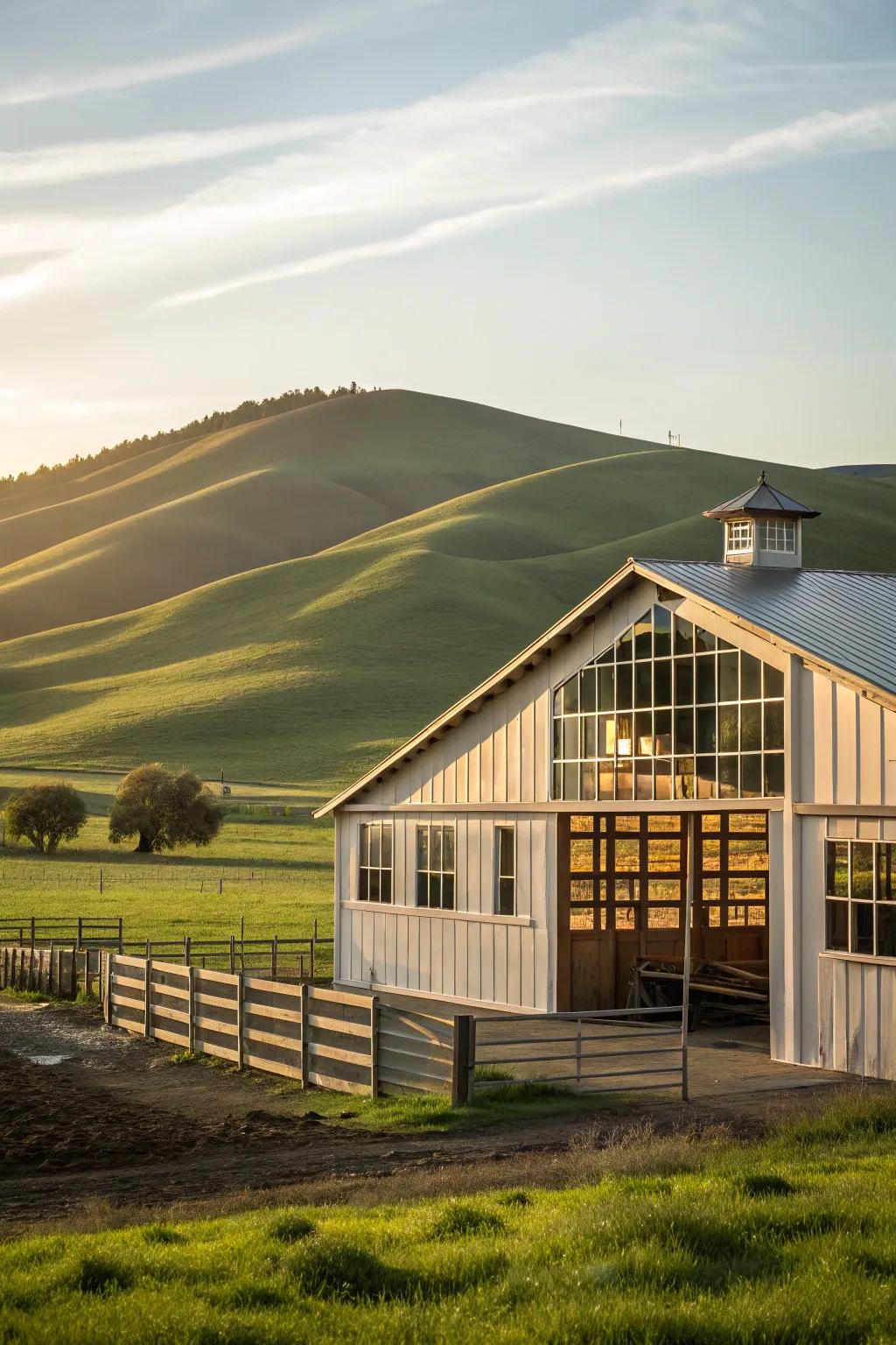 A deliberately situated calf barn capitalizing on natural components.