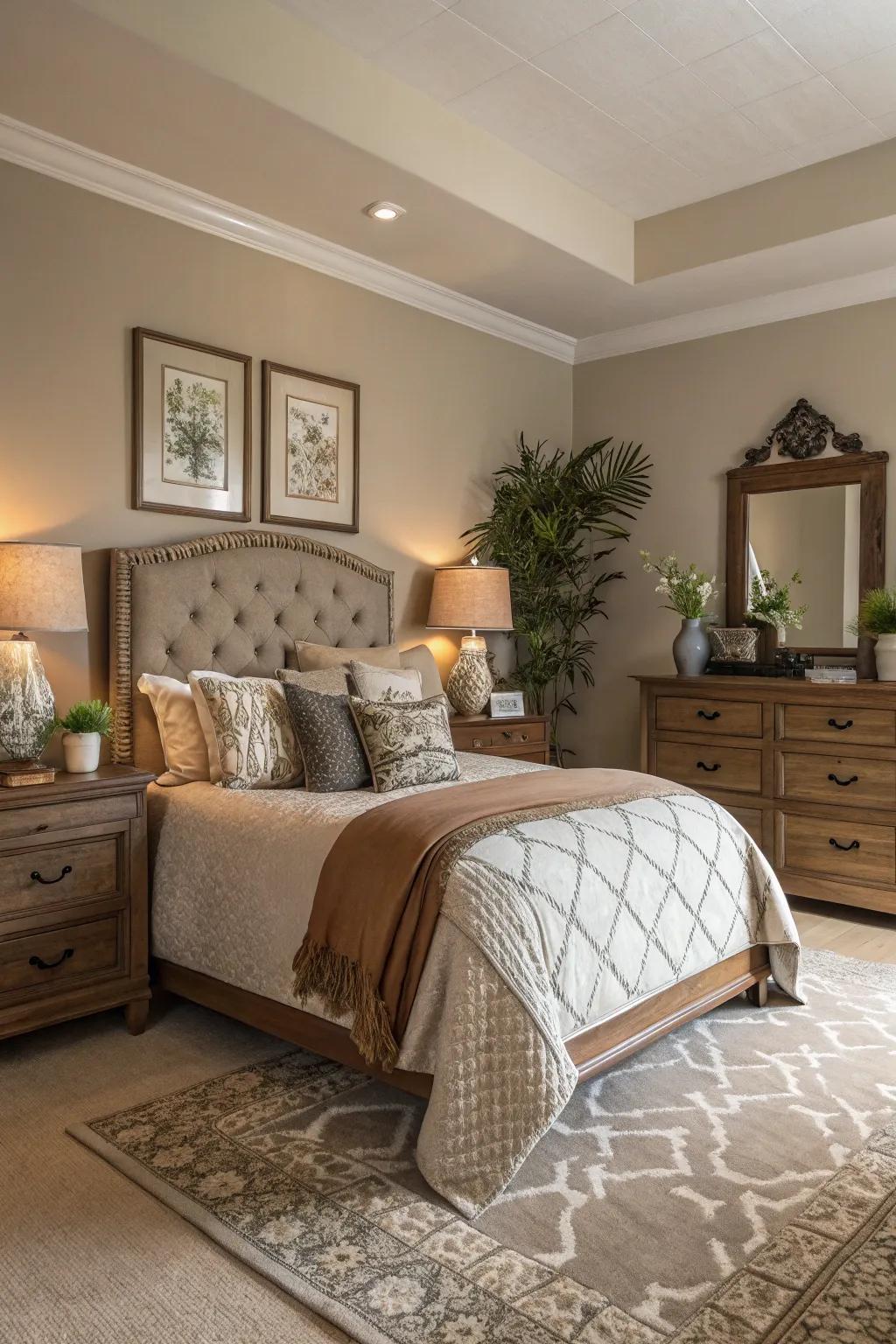 Light taupe walls can offer that calming and versatile backdrop.