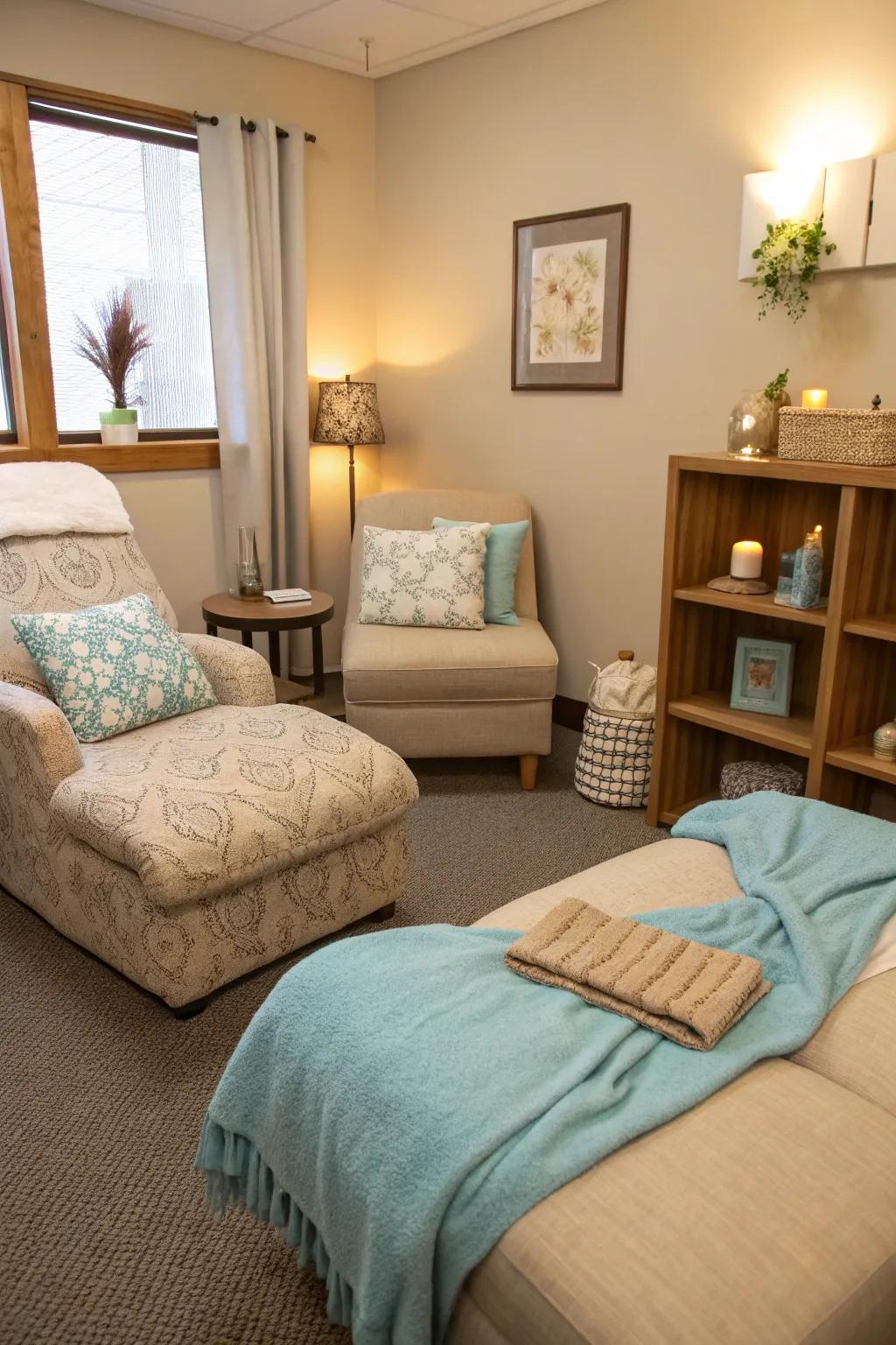 Soft materials make it cozy and comfortable.