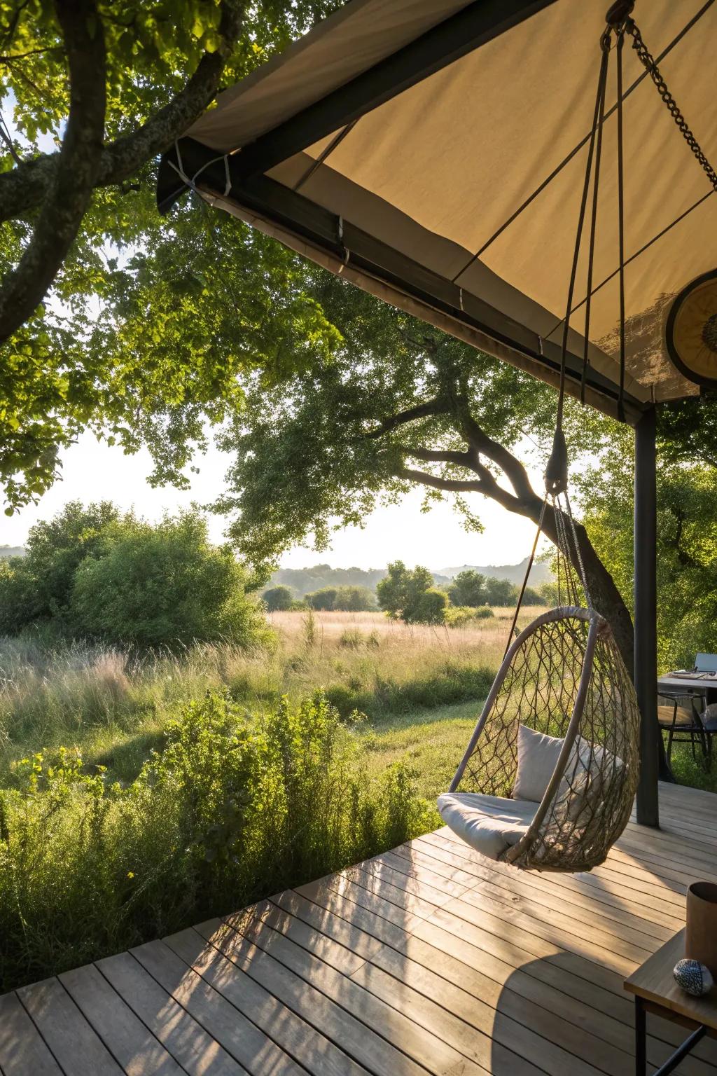 Let your worries drift away in a relaxing swing chair.