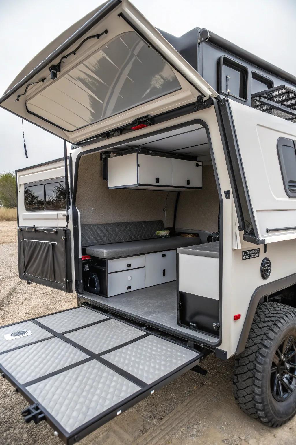 Removable flooring for practicality and cleanliness in your camper shell.