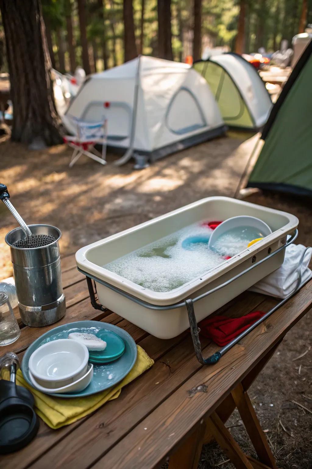 Retain your camp kitchen tidy using a collapsible sink.