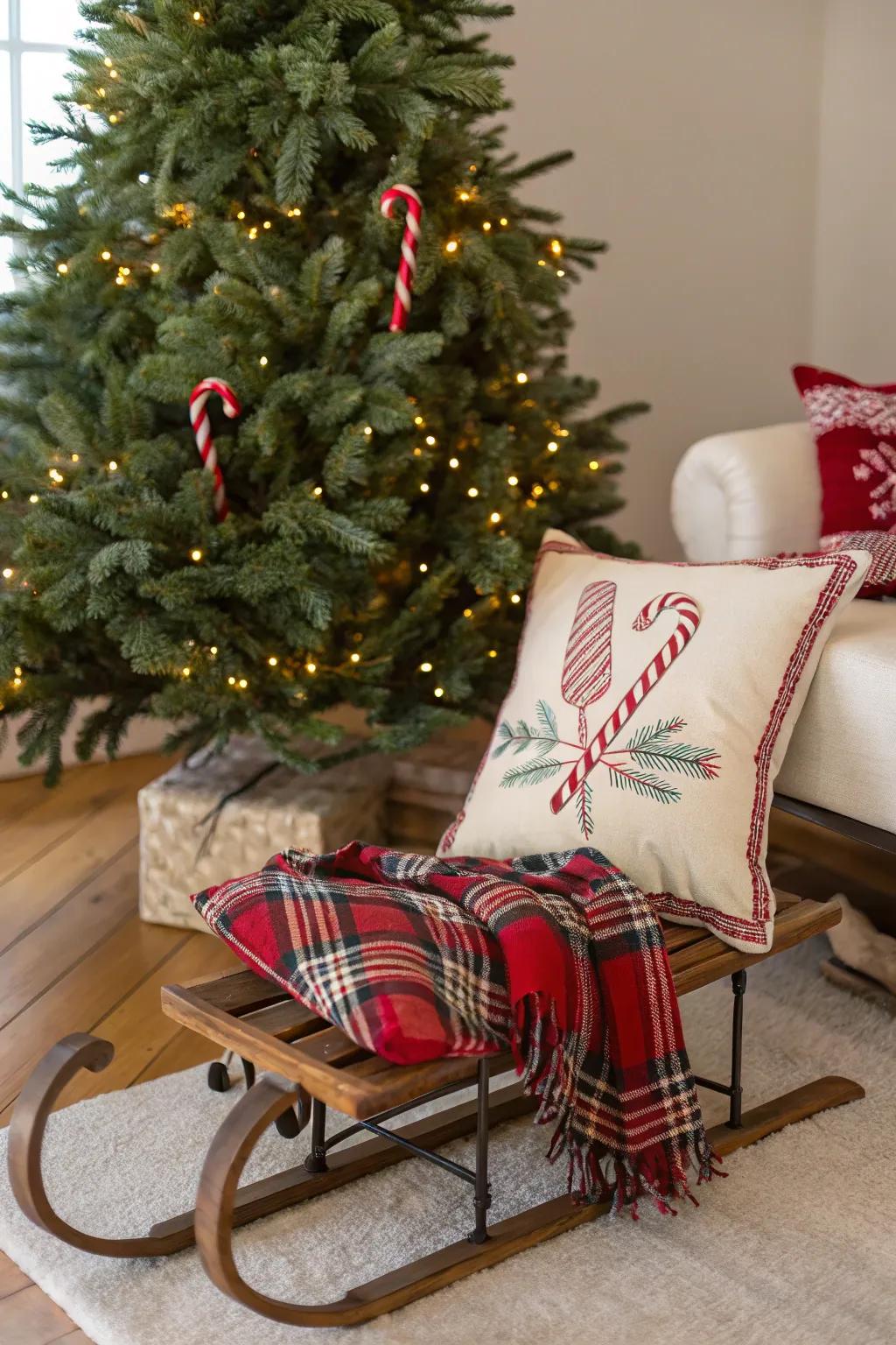 Decorative objects at the base refine the festive aesthetic.