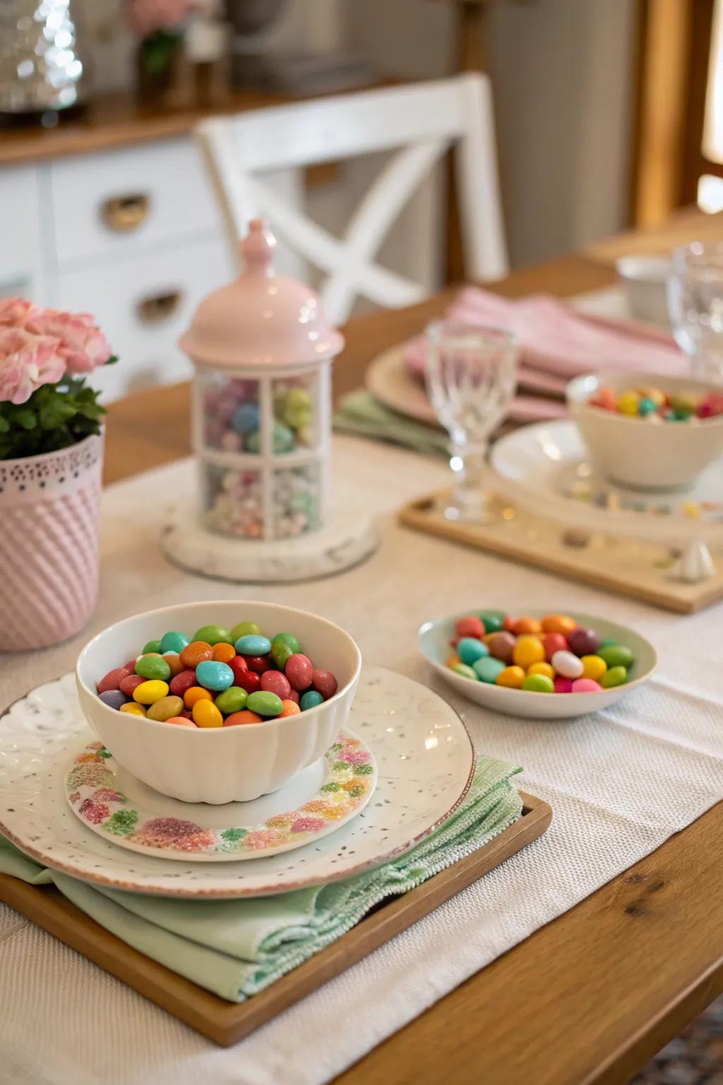 Miniature delights in a charming and compact candy display.