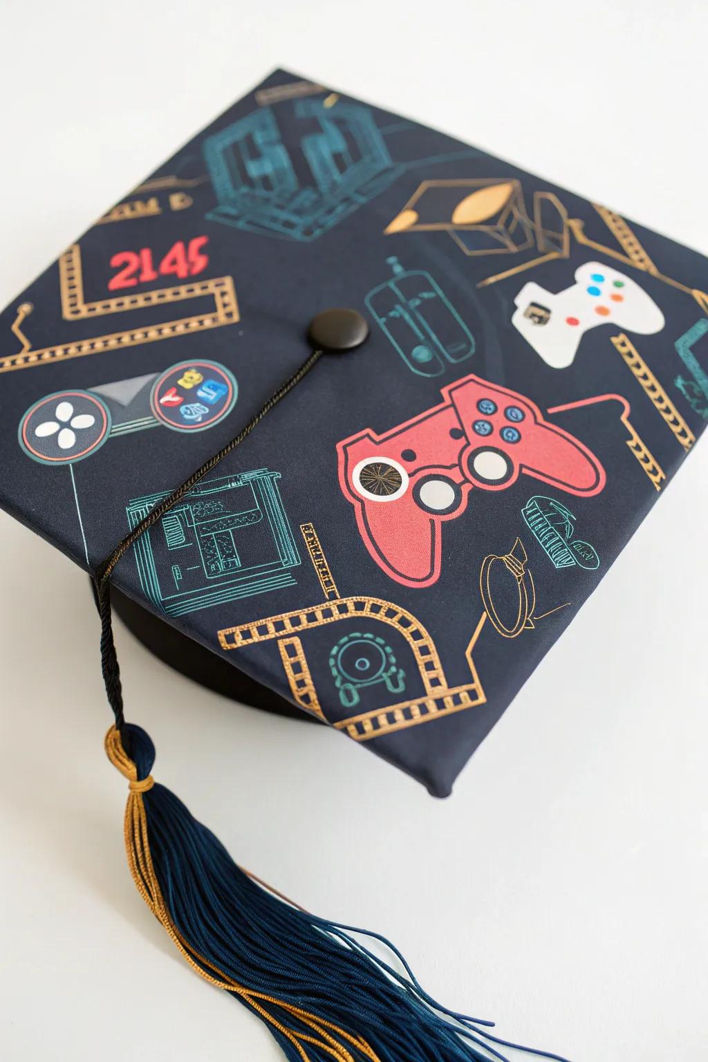 A cap with tech and gaming themes for the modern geek.