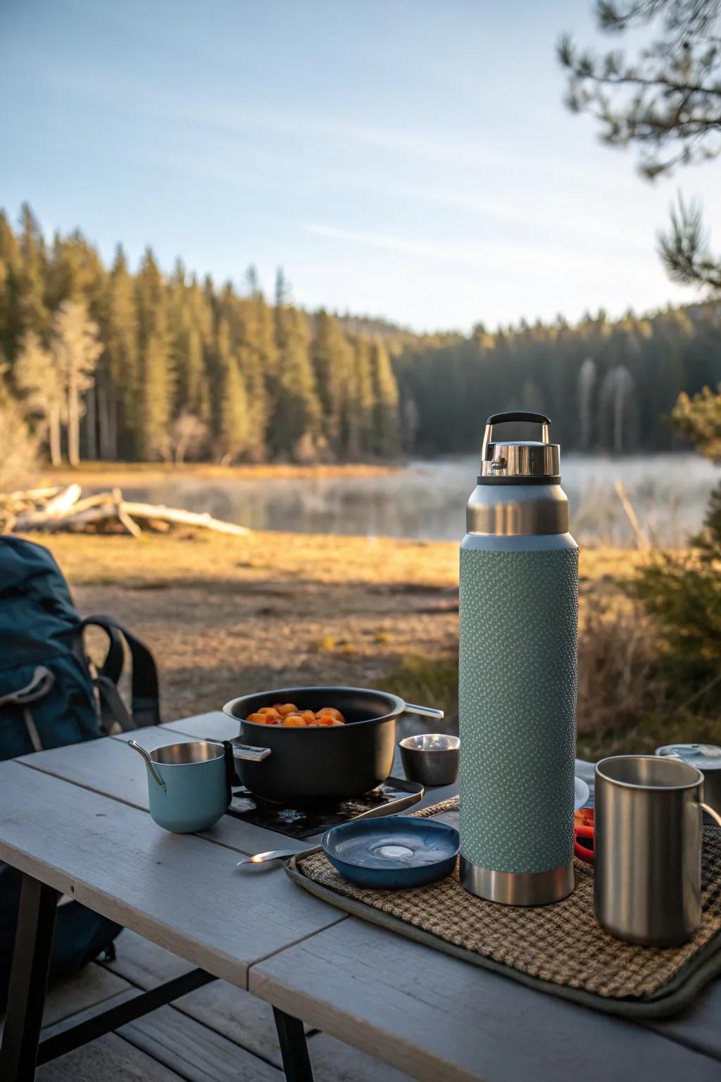 Stay hydrated with an insulated water jug at your campsite.