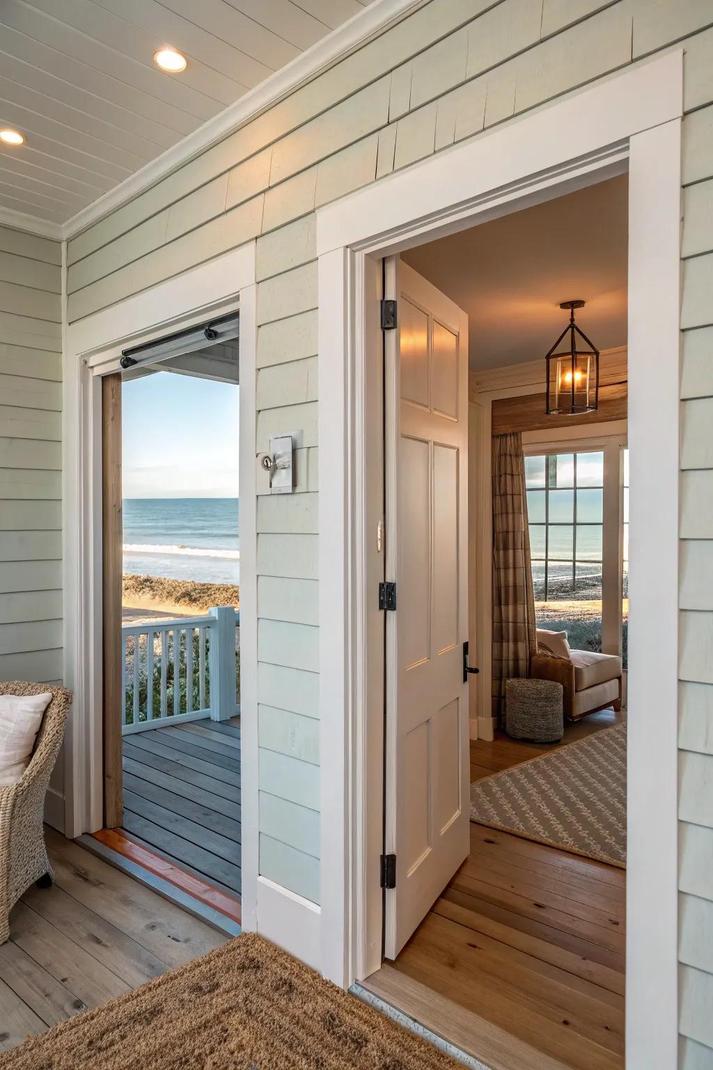Overlapping board touches add a coastal feel to interiors.
