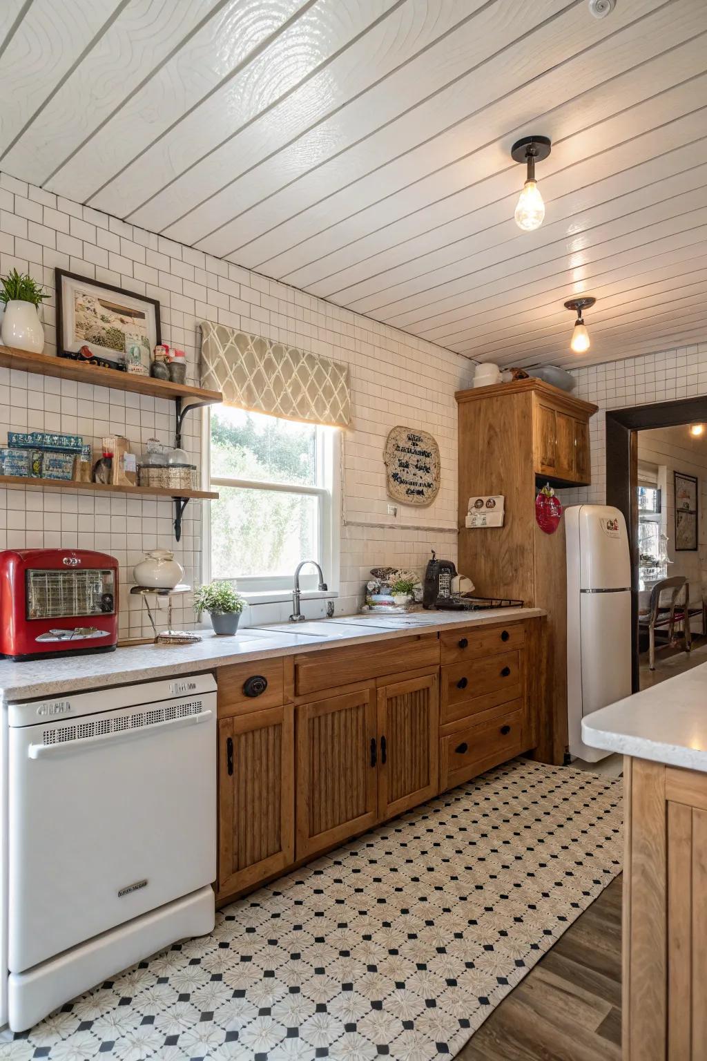 Grooved board coverings add classic charm to any space.