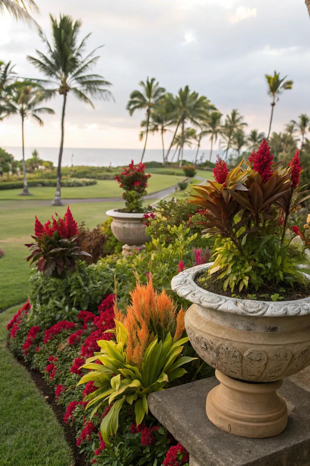 Establish a tropical getaway through Featherbloom and supplementary exotic botanicals.
