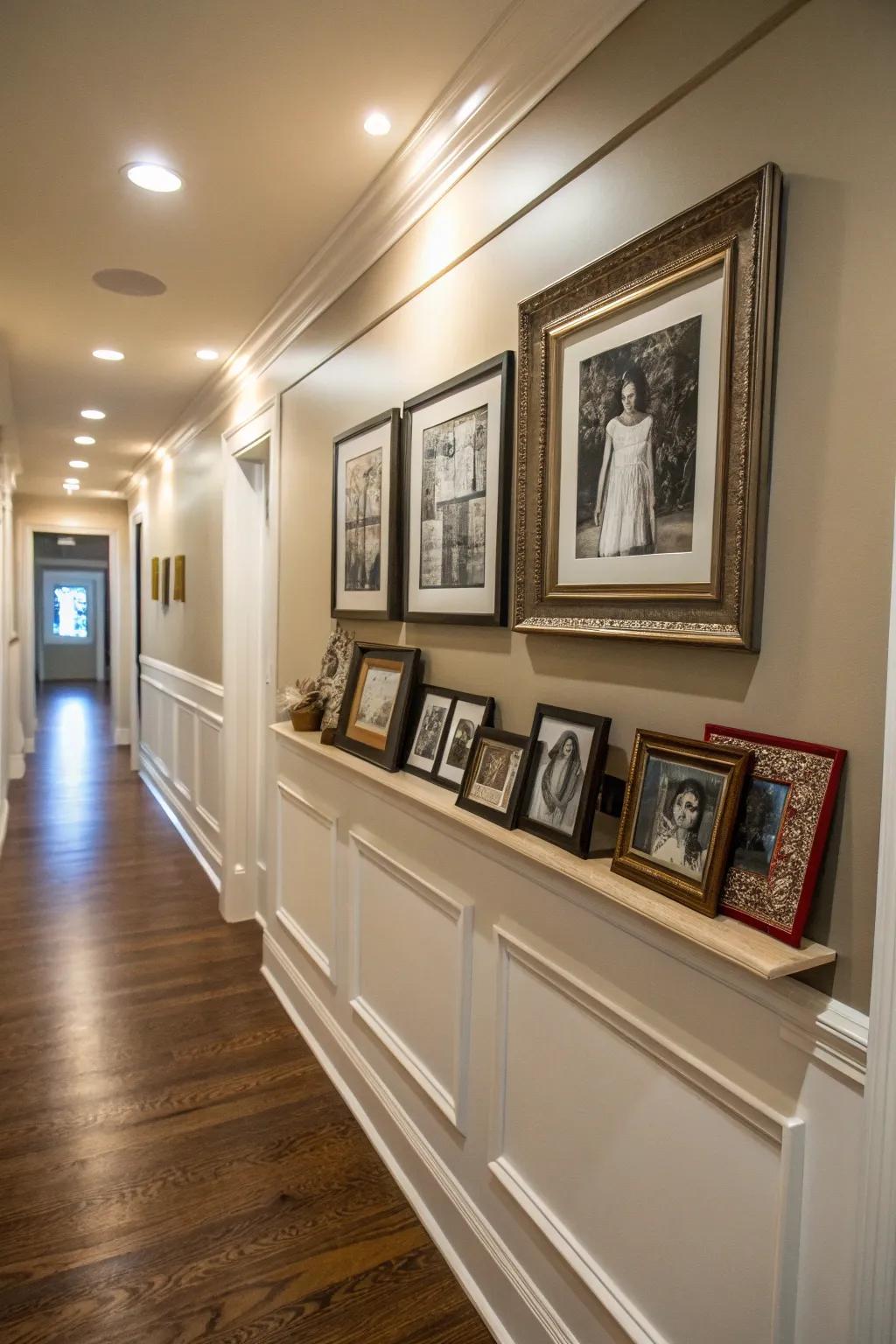 Warm up your hallway with personal photo displays.