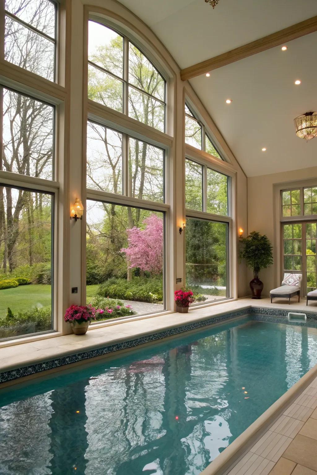 A vision of wildlife enhances the interior pool adventure.