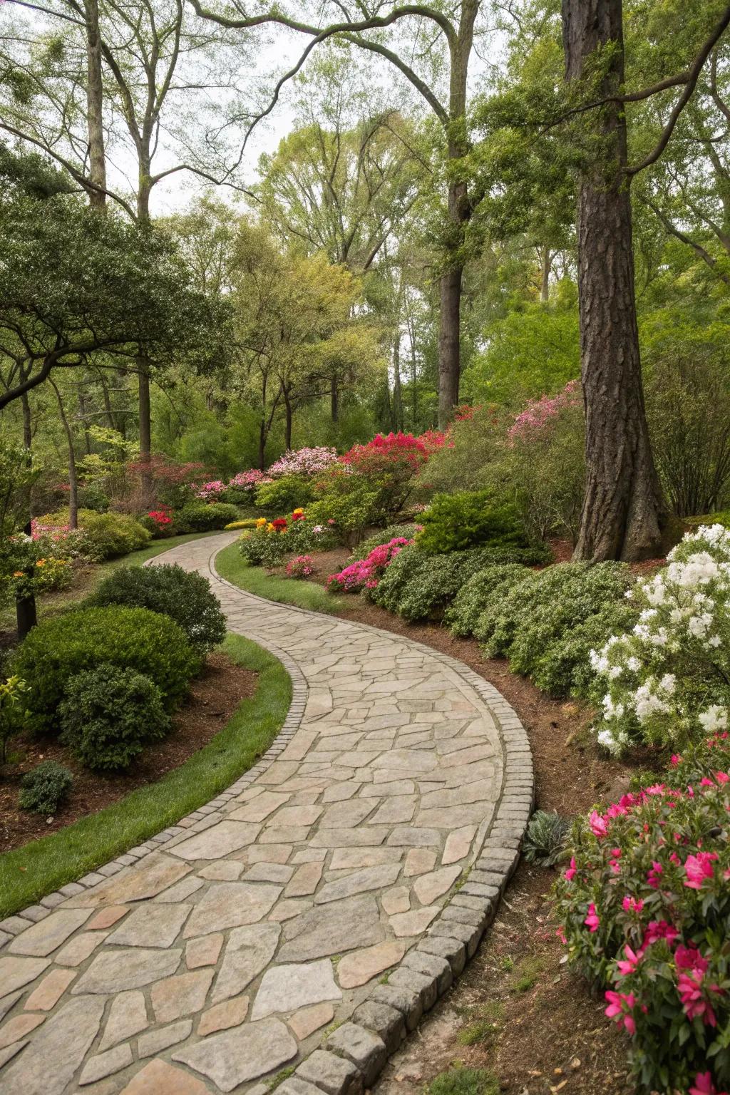 Original stone pathways deliver grace and allure.
