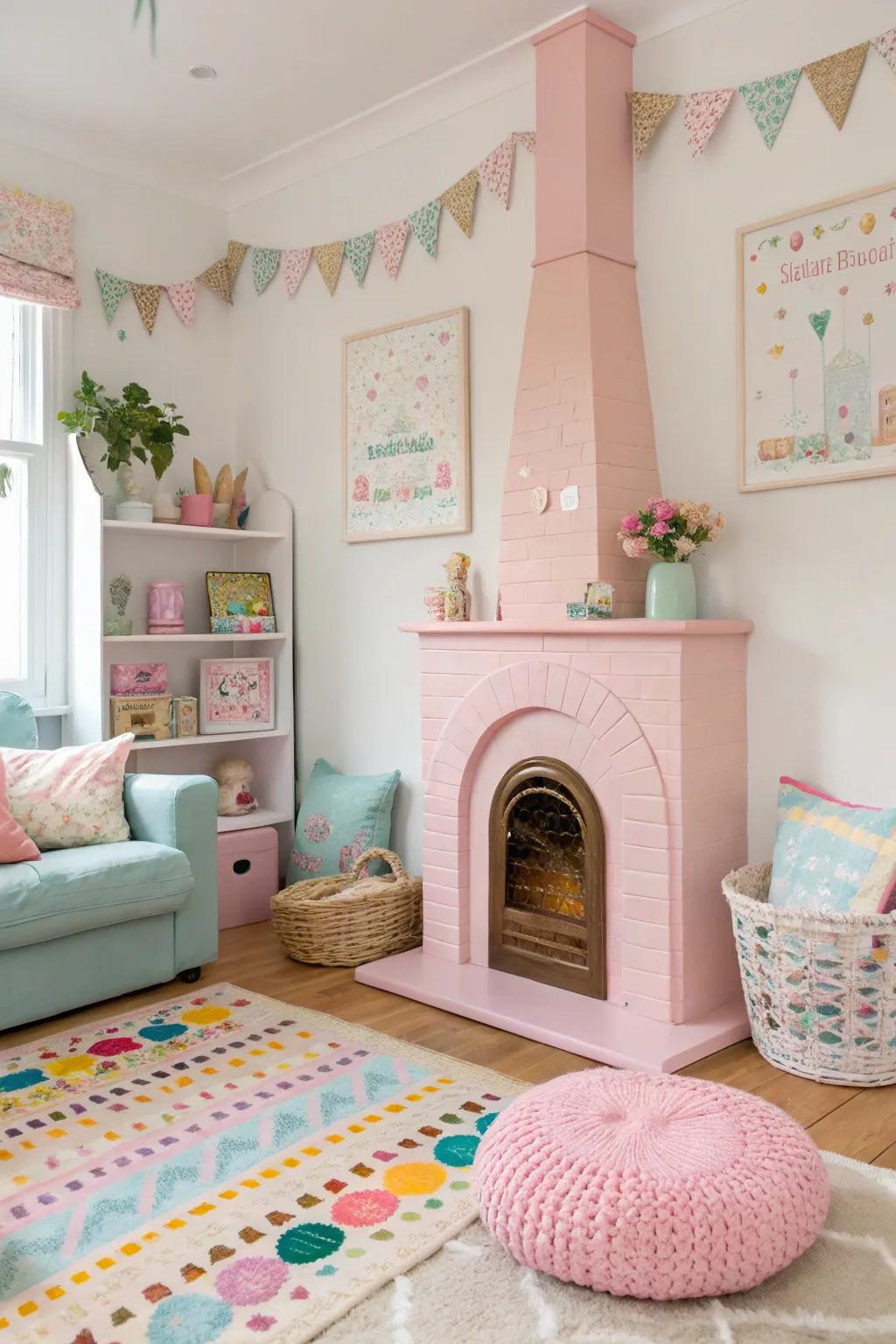 Subtle rose introduces a playful and whimsical vibe to this charming space.