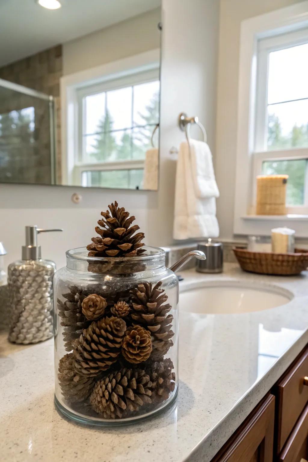 Rustic evergreen cones bring a hint of nature into your Christmas decorations.