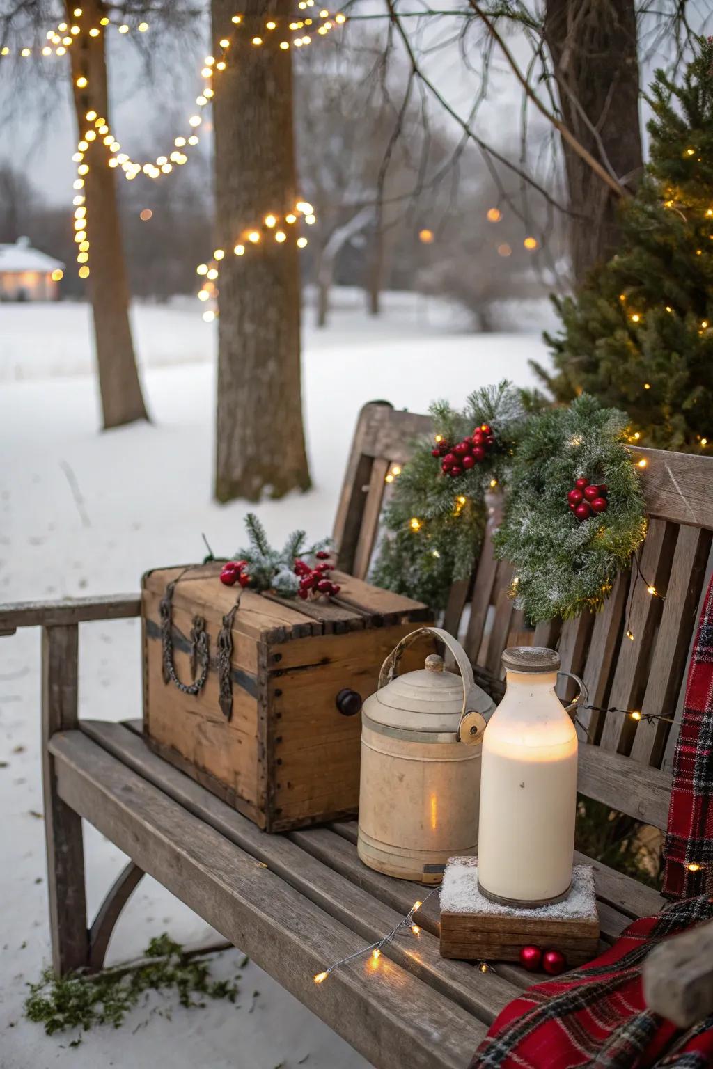 Vintage elements introduce a nostalgic impression to your holiday setup.