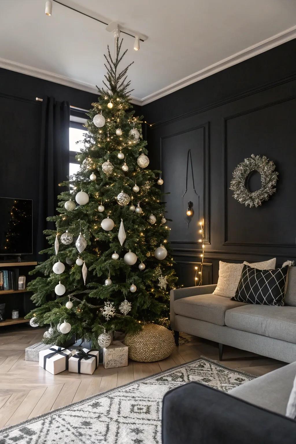 A modern Christmas with monochrome ebony and white.
