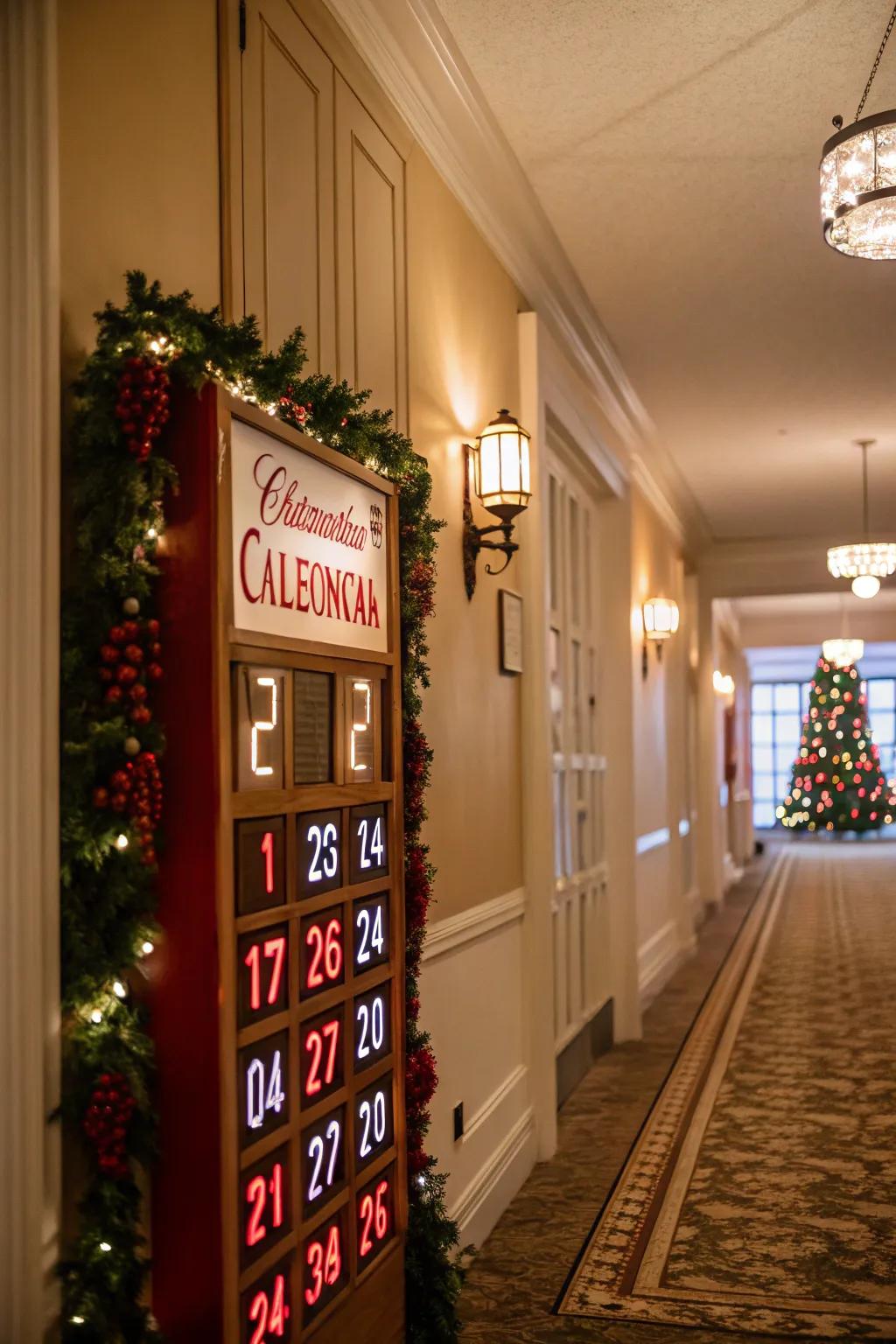 Sustain the holiday spirit alive through a Christmas countdown in the hallway.