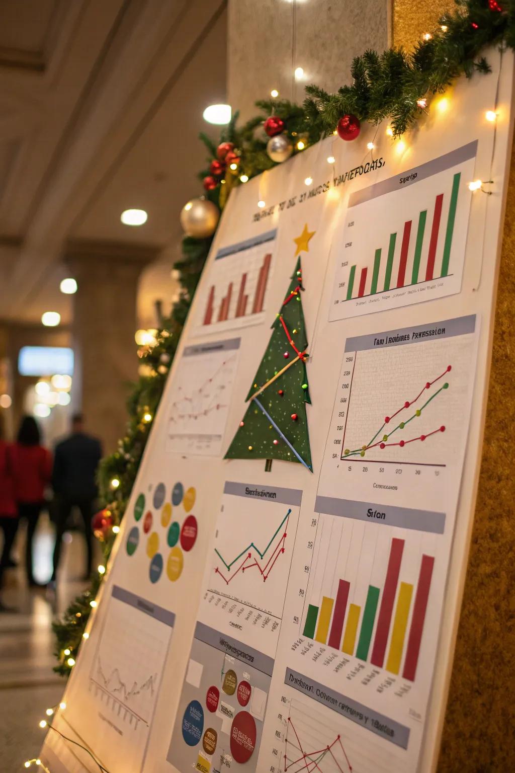 Graphs adopt a holiday essence with Christmas tree designs.