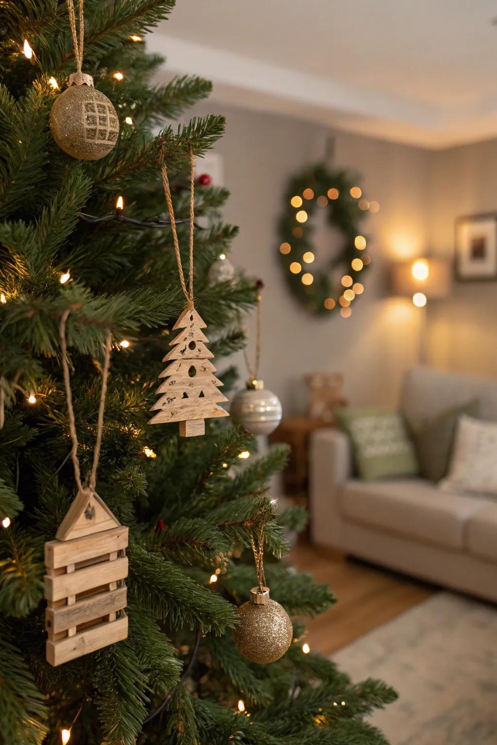 Celebrate inventiveness through pallet-timber baubles.