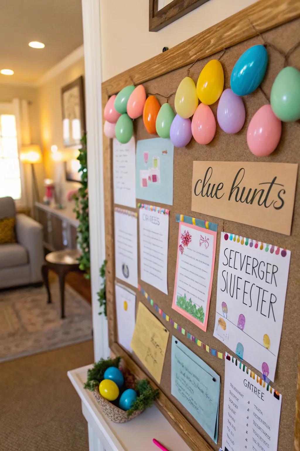 An interactive bulletin board featuring a hidden Easter egg hunt.