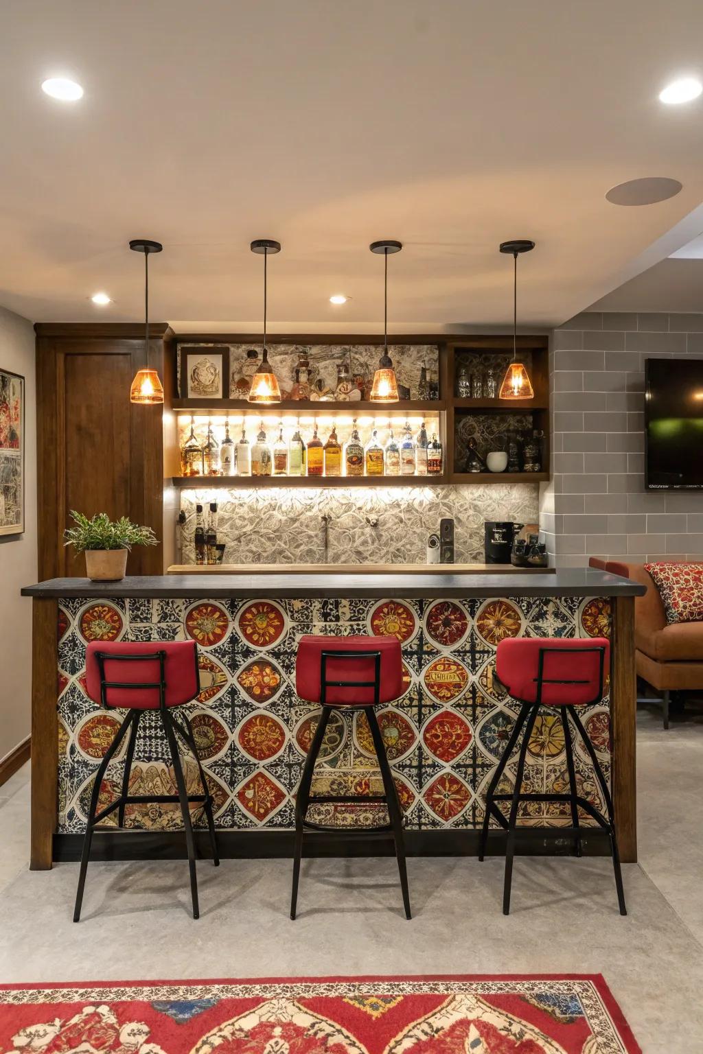 An impressive backing can transform your bar area.