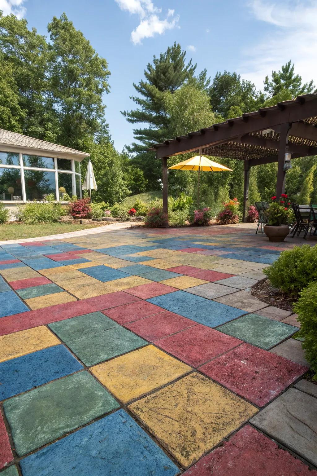 Infuse color by using tinted concrete blocks.