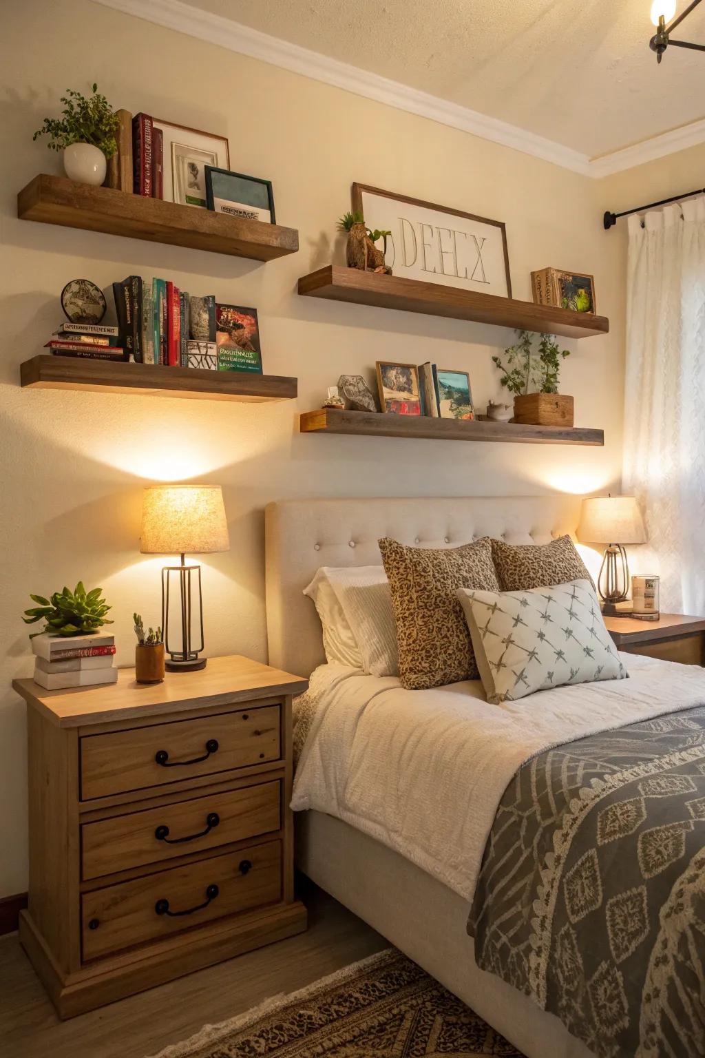 Floating furnishings optimize room and up-to-date aesthetics.
