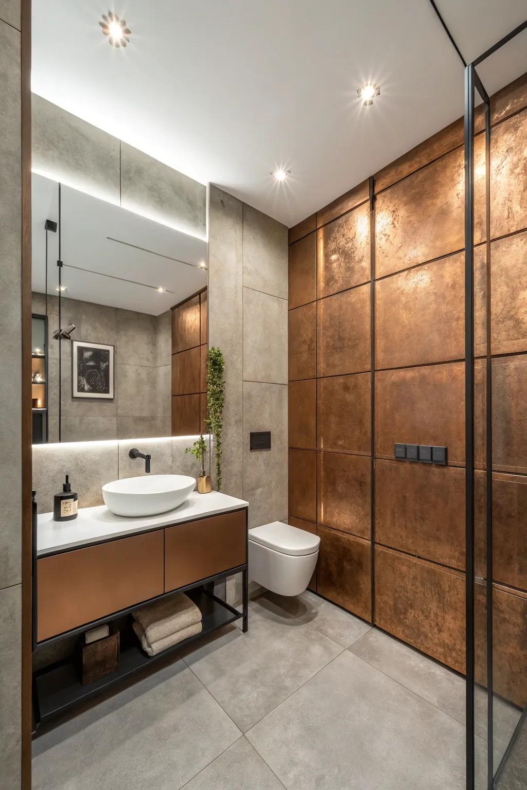 Copper wall panels make a bold and warm statement.