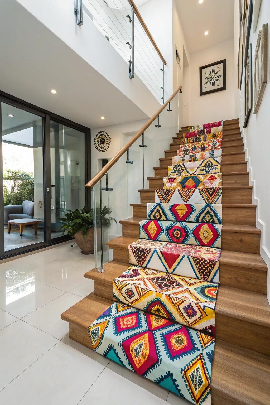Striking runners add character and a cozy feel to staircases.