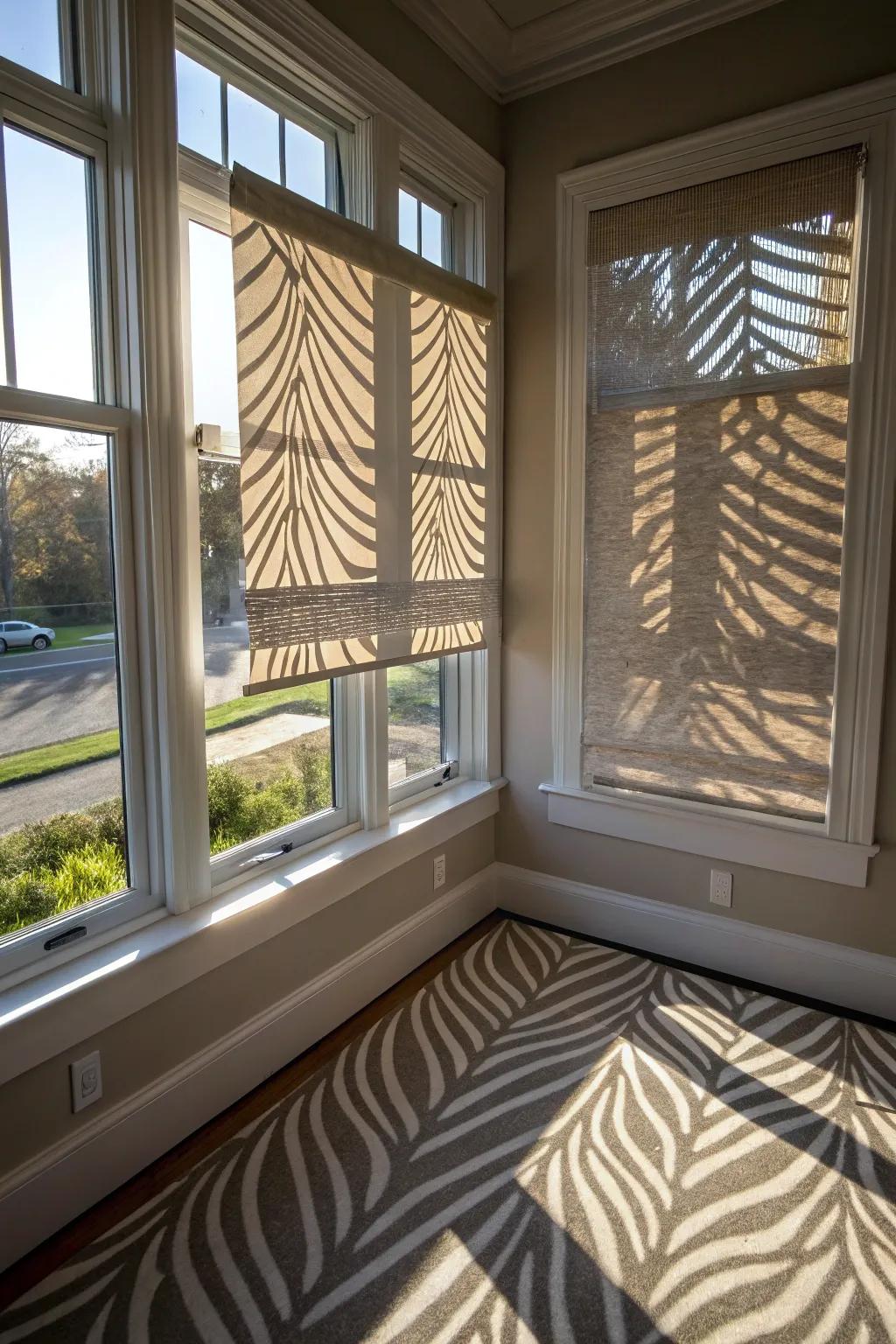 Striped shades for a modern dynamic appearance.