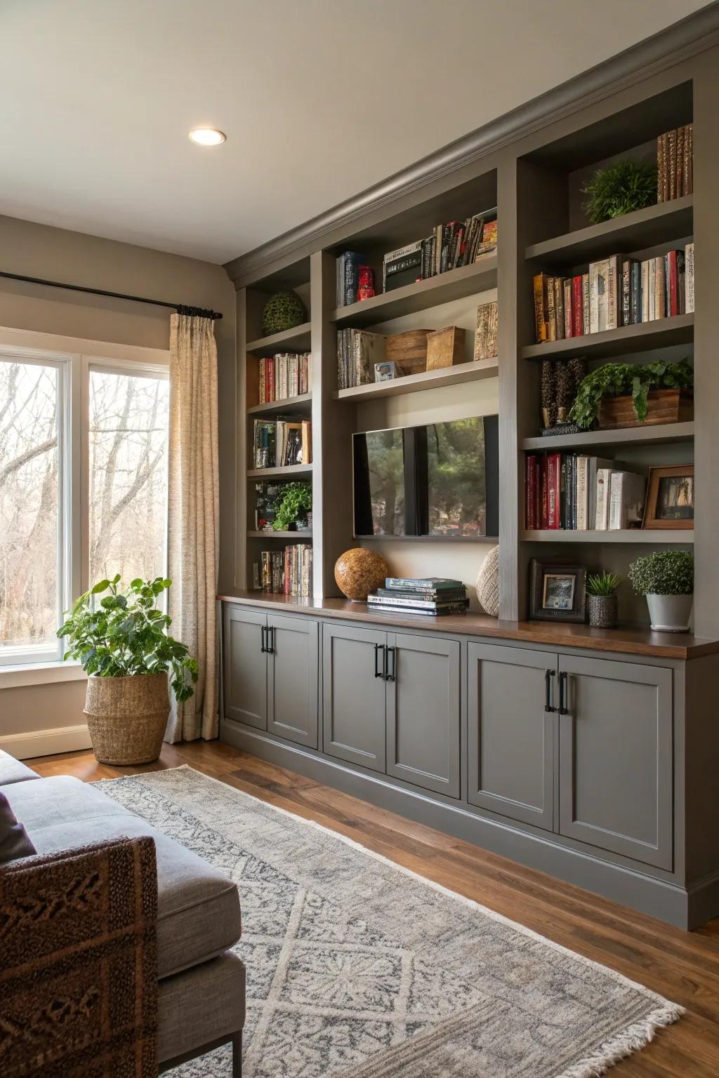 Personalized storage solutions offer practical storage and a stylish display.