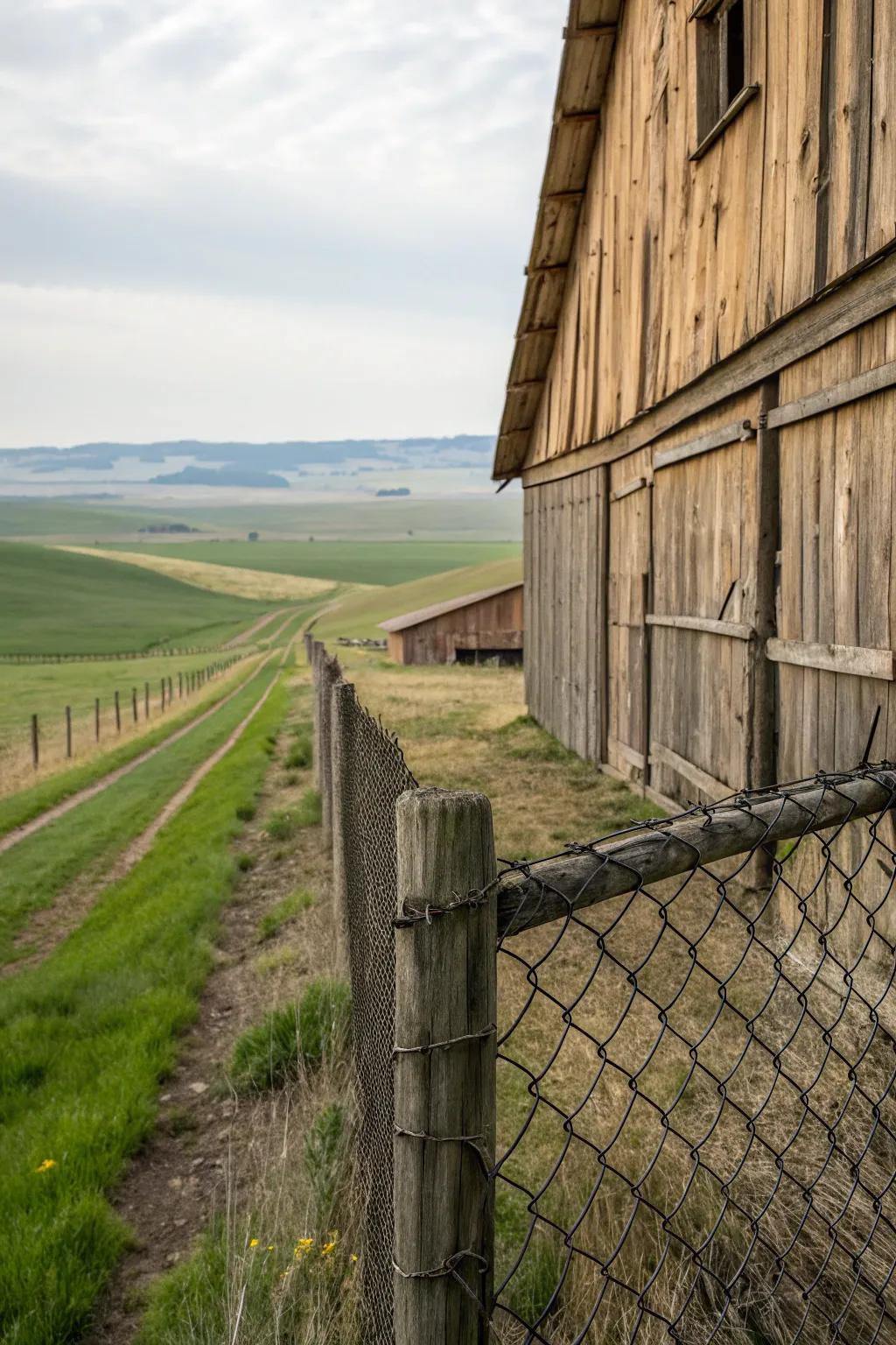 Barn lumber and steel wire: the ideal combination for countryside beauty.