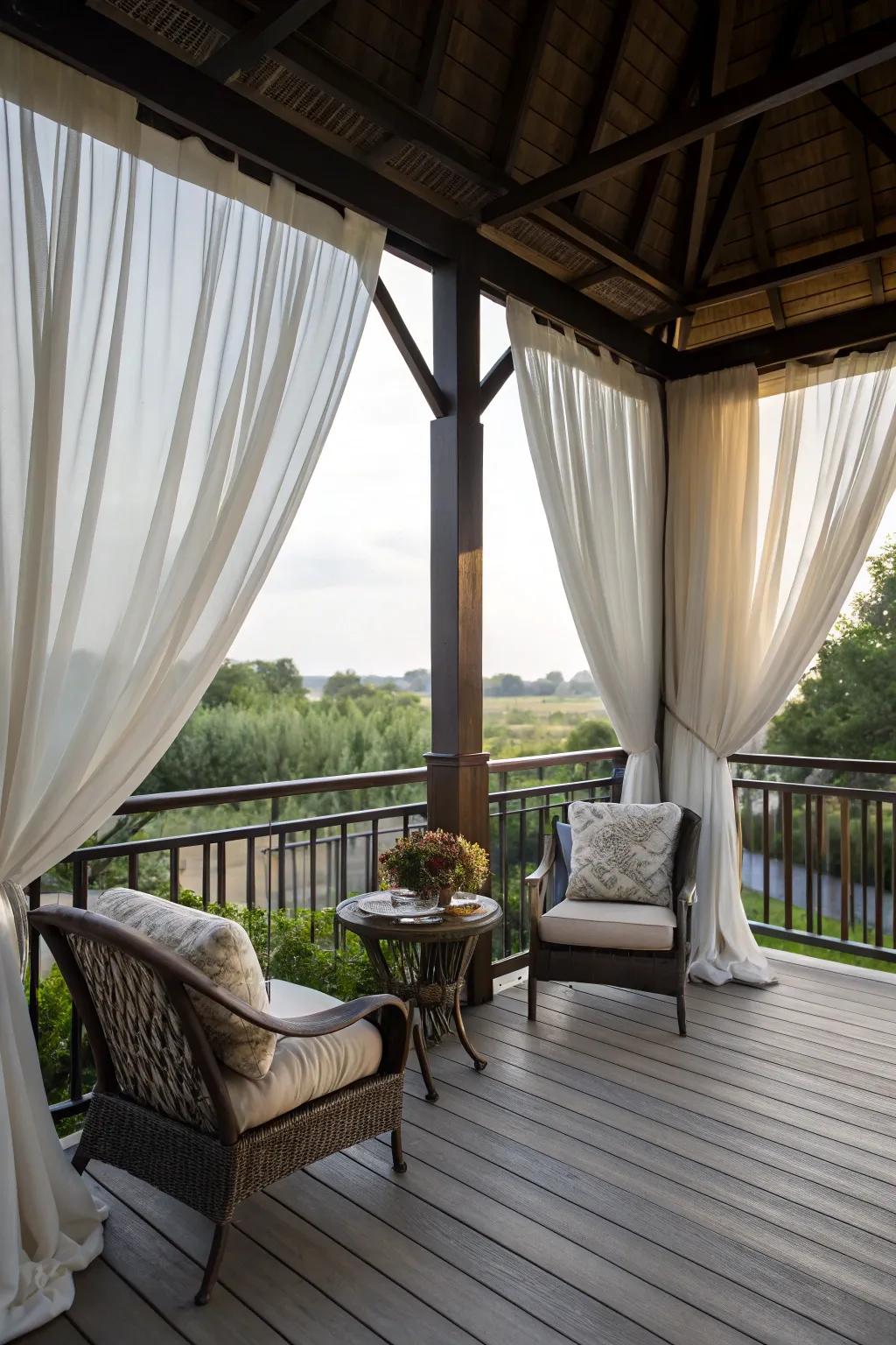 Drapes add privacy and sophistication to any deck setting.