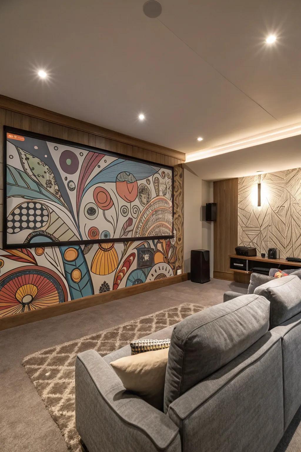 Unique wall art brings character and depth to your cinema decor.