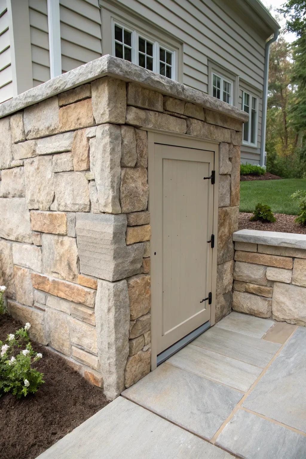 Inherent stone veneers introduce a hint of luxury and harmony to your exterior.