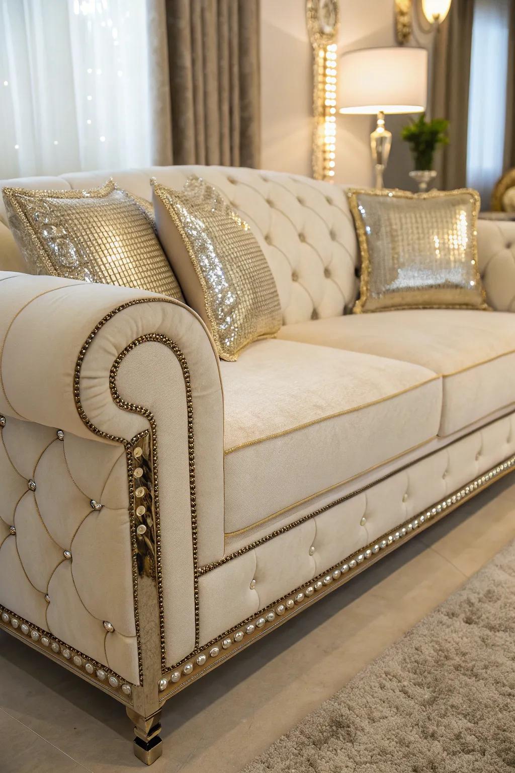 Metallic touches add a touch of glamour and sophistication.